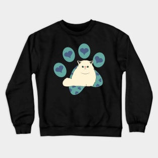 Persian Kitten and Paw Print Crewneck Sweatshirt